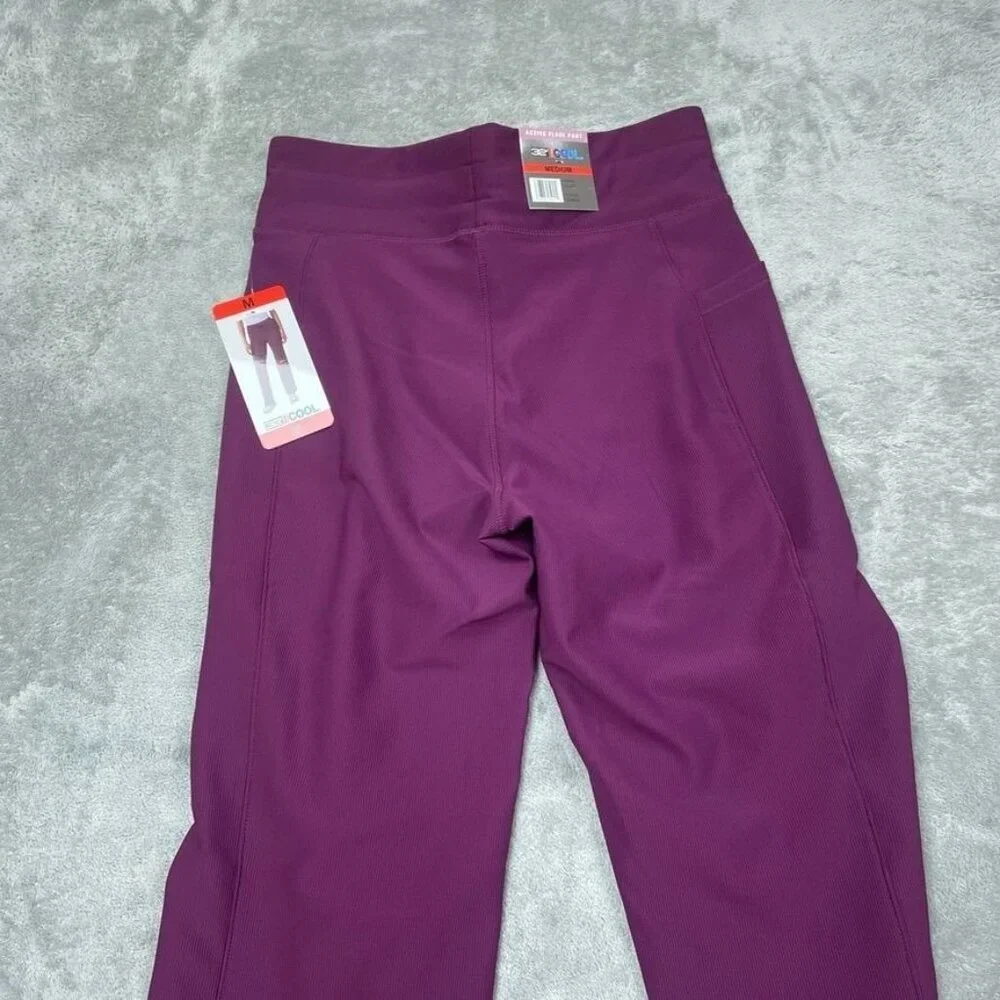 Womens Purple Drawstring Waist Ribbed Flared Pants Medium d0201 - Picture 9 of 10
